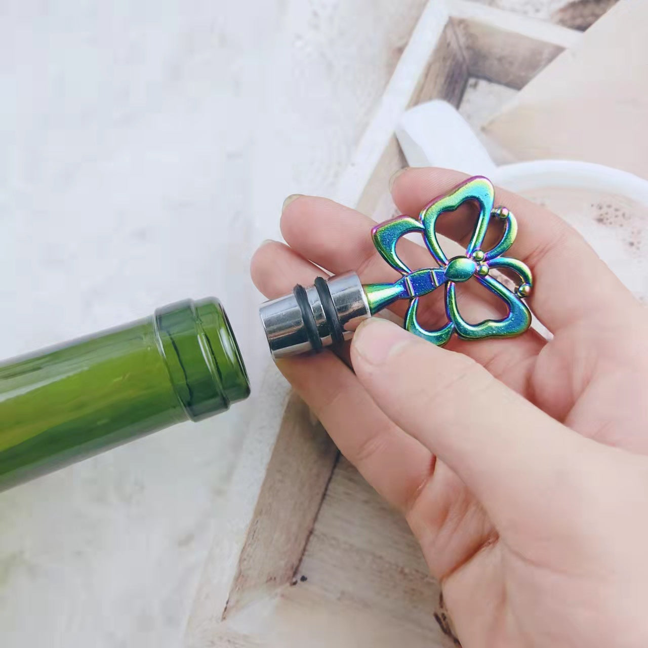 Wholesale DIY Metal Colorful Butterfly Red Wine Bottle Fresh Bottle Stopper
