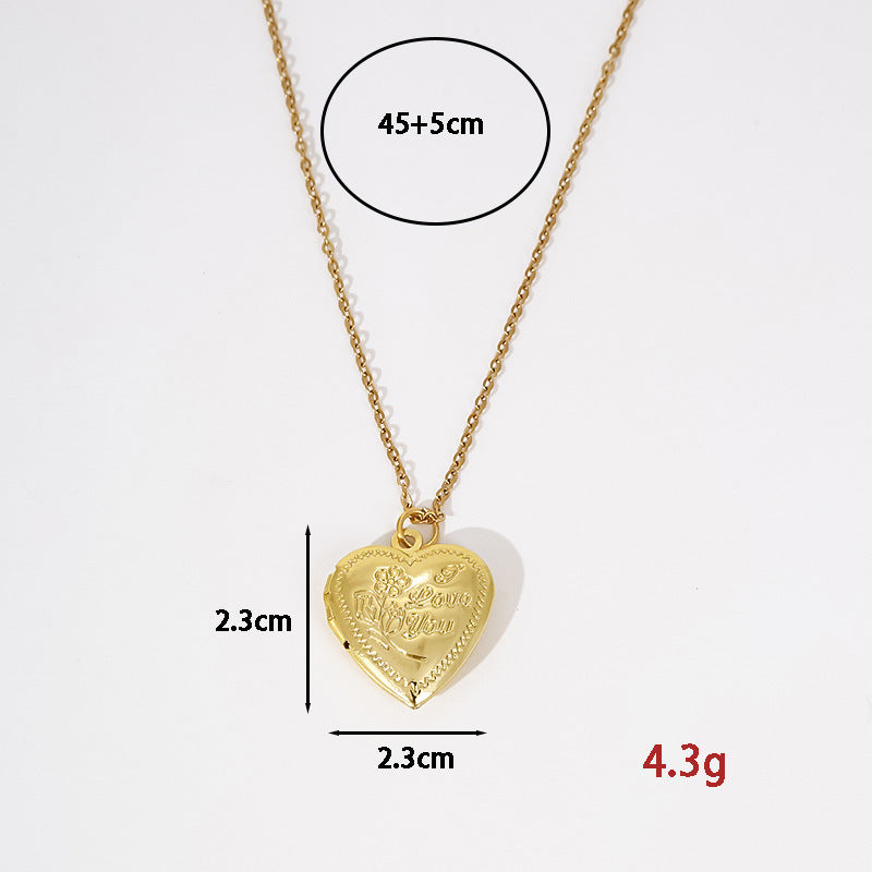Wholesale gold plating creative rose Valentine's Day love box pendant necklace