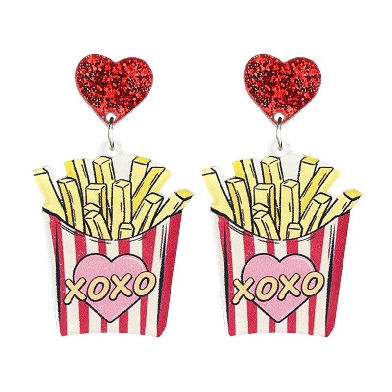 Wholesale 2pcs Acrylic Cat Food Enthusiast Lover Earrings