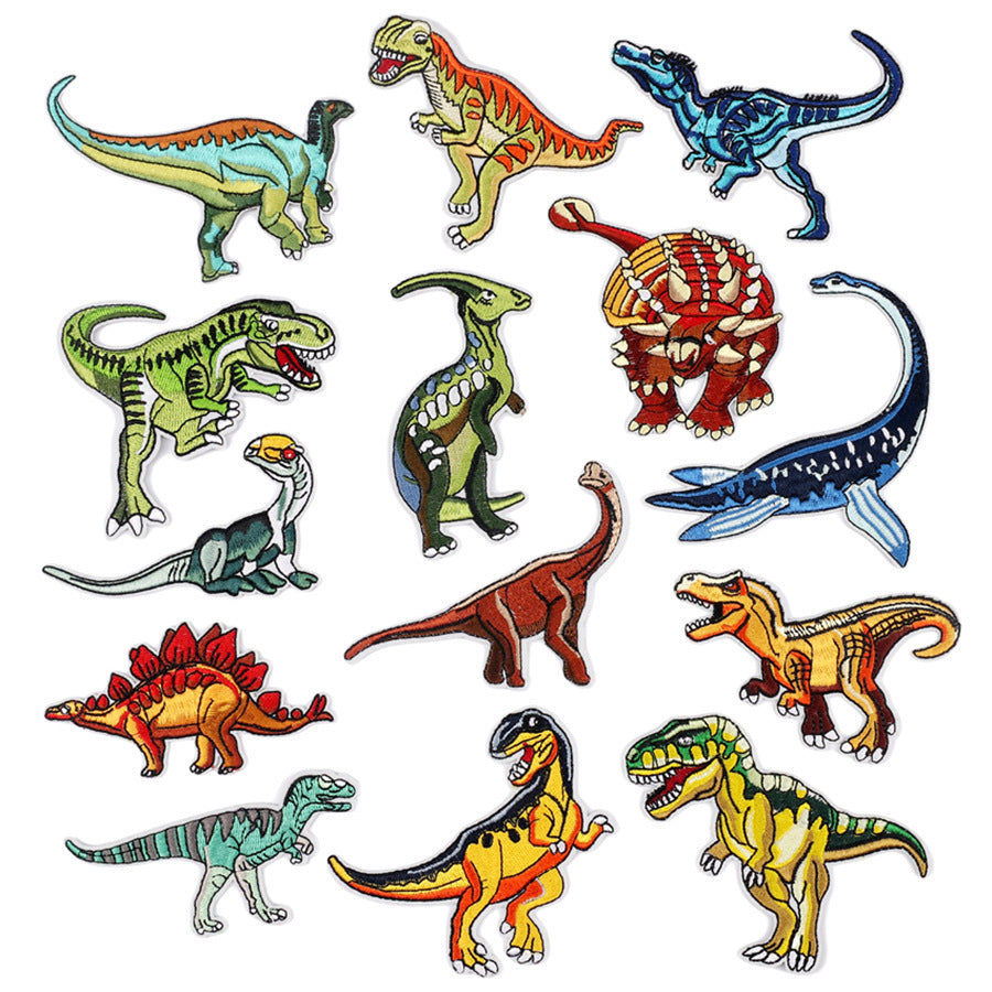 Wholesale Stylish Dinosaur Embroidered Patches Cartoon Animal Cloth Sew On Badges For Clothing Boutique Resale
