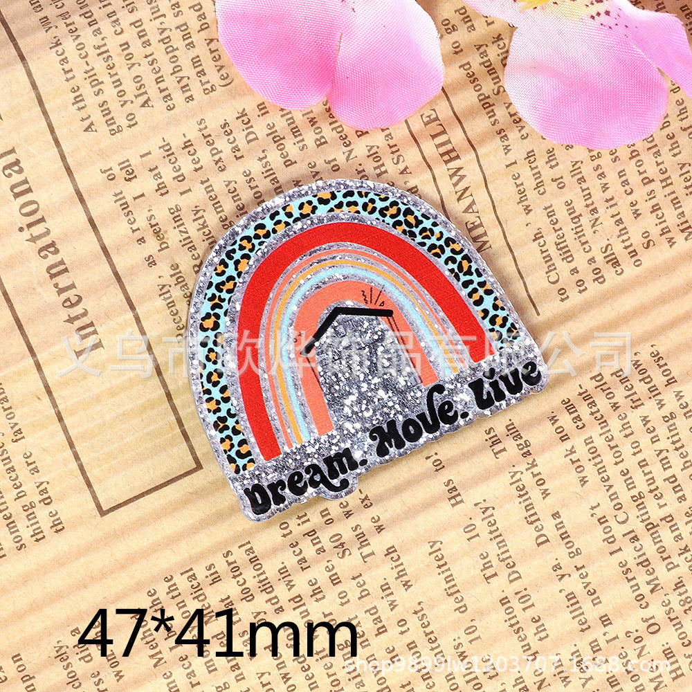 Wholesale  10pcs/pack Cartoon Letter Rainbow Heart Bag Acrylic Flatback