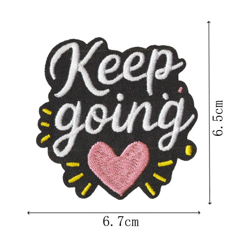 Wholesale Embroidered Iron On Patches Set 9Pcs Black White Cartoon English Slogan Appliques For Clothing Bags Towels Chic DIY Decorative Accent