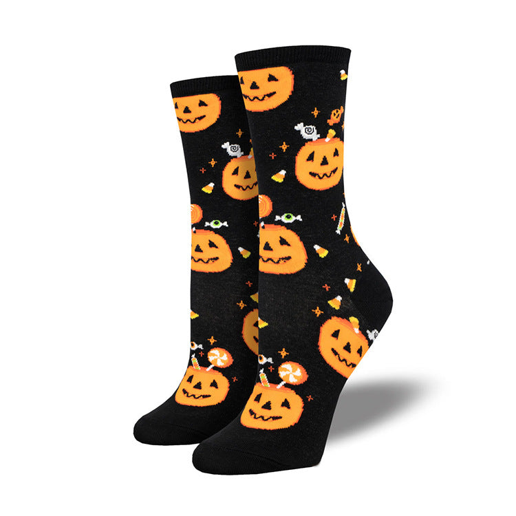 Wholesale Halloween Pumpkin Spooky Couple Socks
