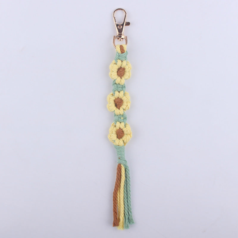 Wholesale Cotton Rope Handwoven Flower Keychain