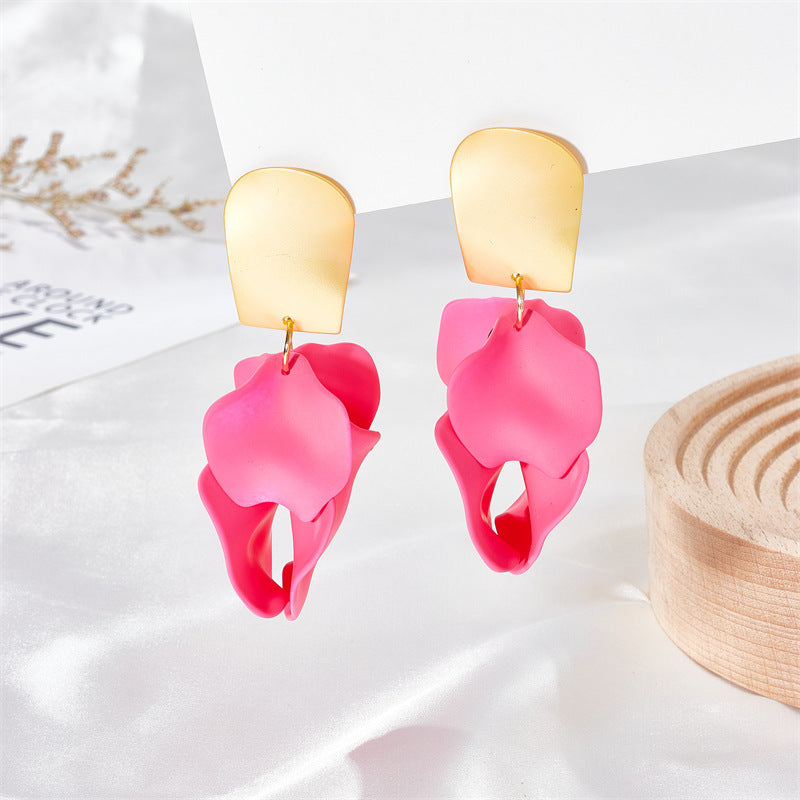 Wholesale Multi Color Petal Leaf Earrings
