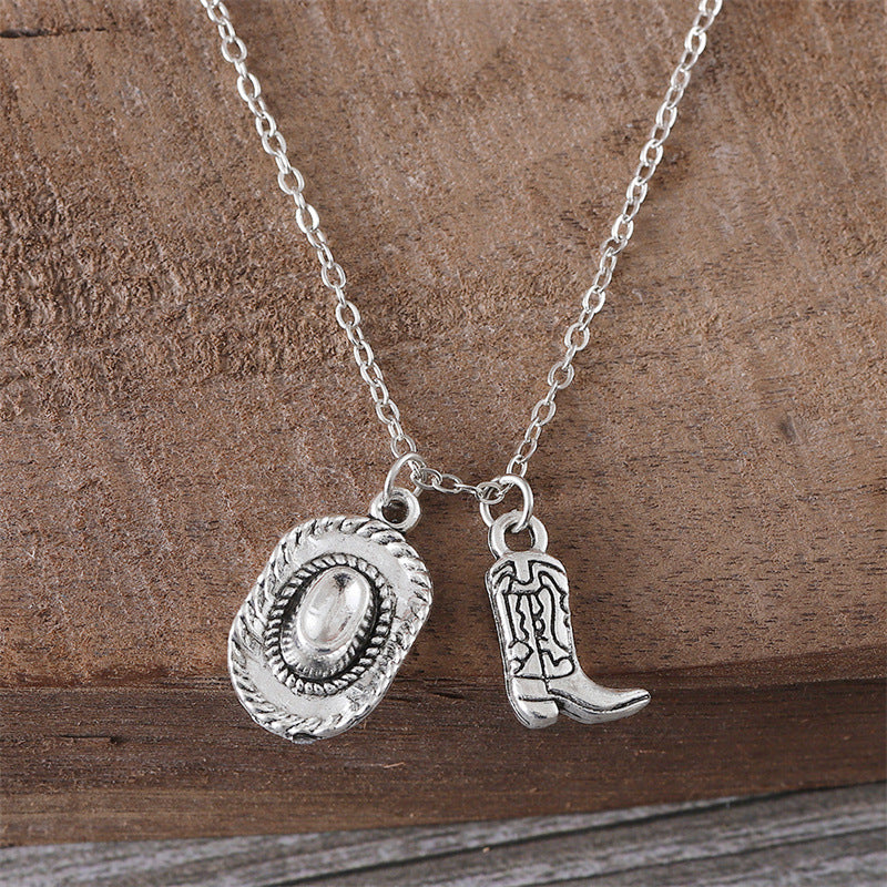 Wholesale Fashion Western Cowboy Theme Cowboy Boot Pendant Necklaces