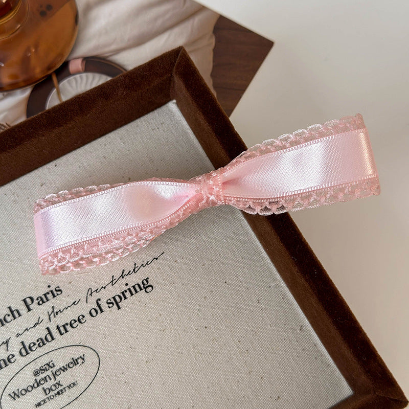 Wholesale Lace Satin Bow Spring Hair Clip