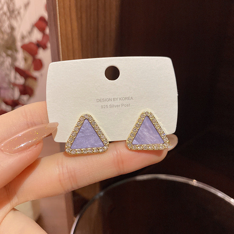 Pendientes de aleación de diamantes geométricos morados al por mayor