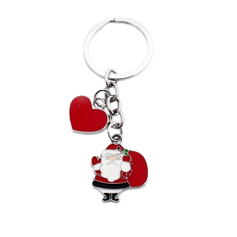 Wholesale Christmas Santa Claus Christmas Tree Drop Oil Zinc Alloy Keychain