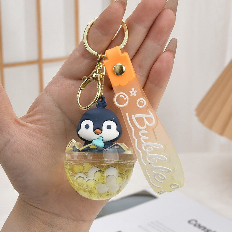 Wholesale Acrylic flowing sand bottle bag keychain