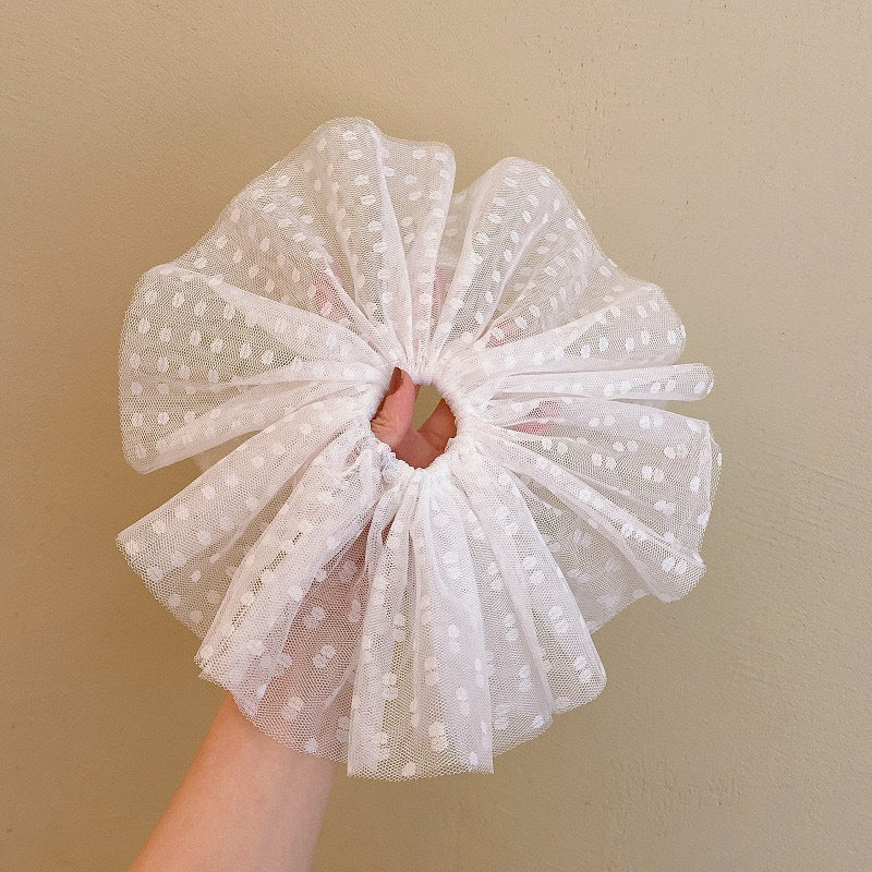 Wholesale Sweet Bow Thousand Gold Hair Ring Lace Double Gentle Rubber Tendon Fashion Embroidered Vintage Hair Rope Elegant