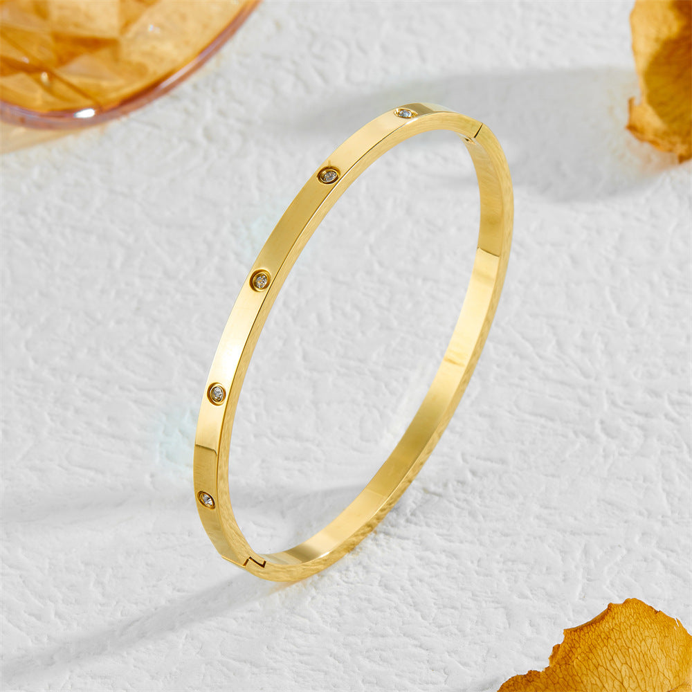 Wholesale Ten diamond titanium steel bracelet full of stars and diamonds bracelet