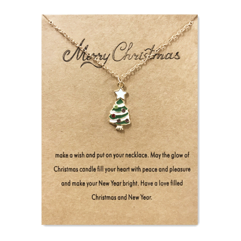Wholesale Christmas Tree Pendant Card Necklace Clavicle Chain