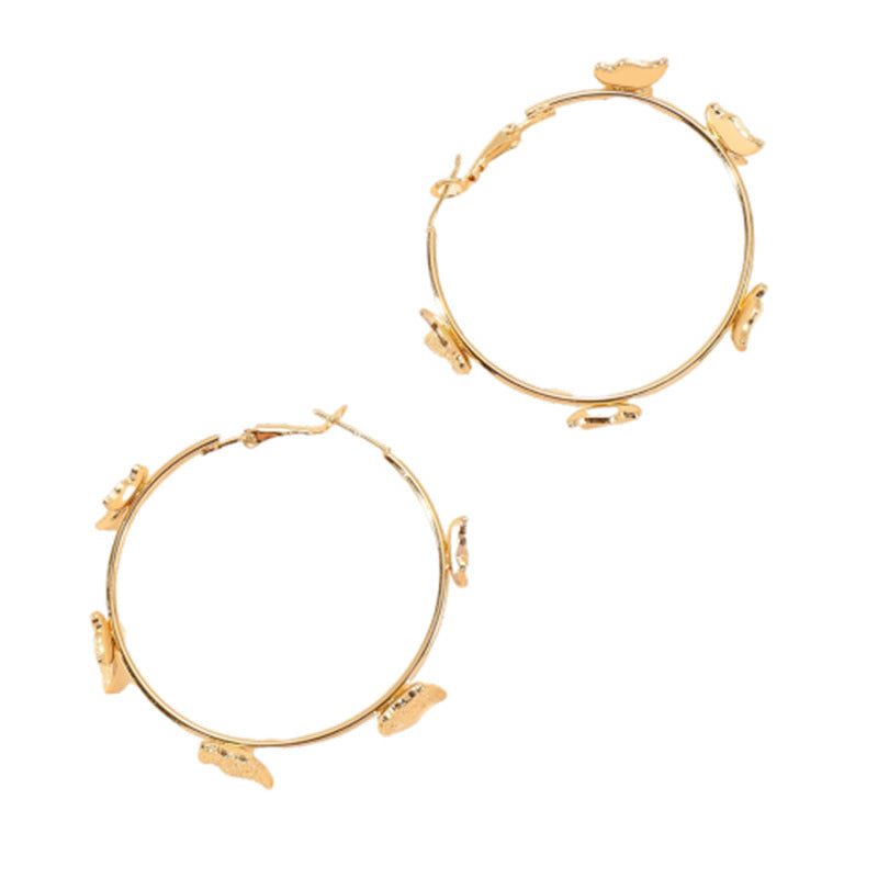 Wholesale Alloy Frosted Butterfly Large Earrings