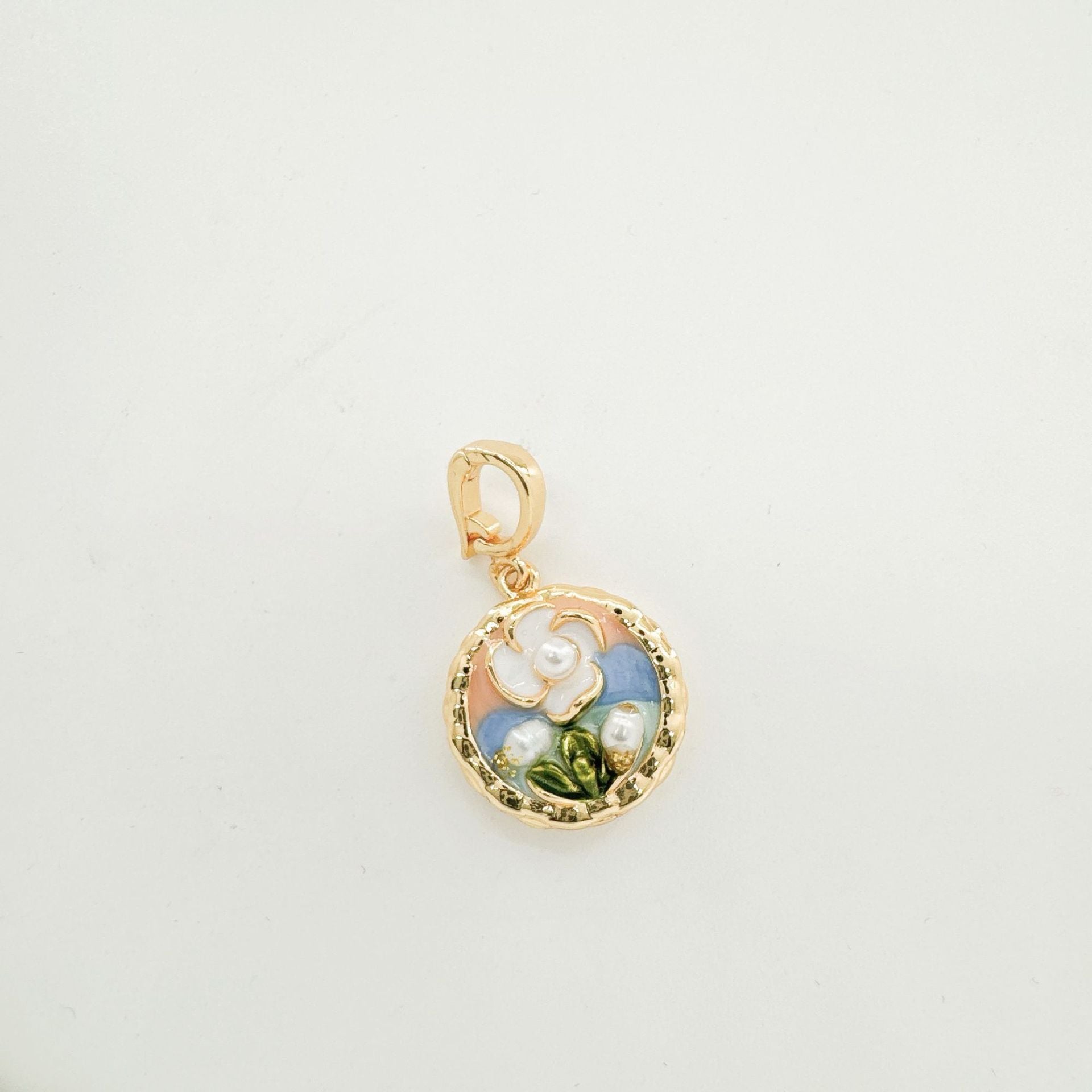 Wholesale 18K Hand painted Oil Painting Series Ancient Technique Enamel Inlaid Natural Pearl Pendant