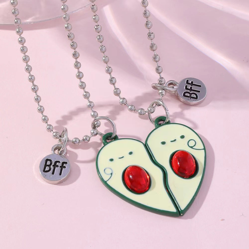 Wholesale Cartoon Cat Fox Avocado Love Stitching Magnetic Necklace