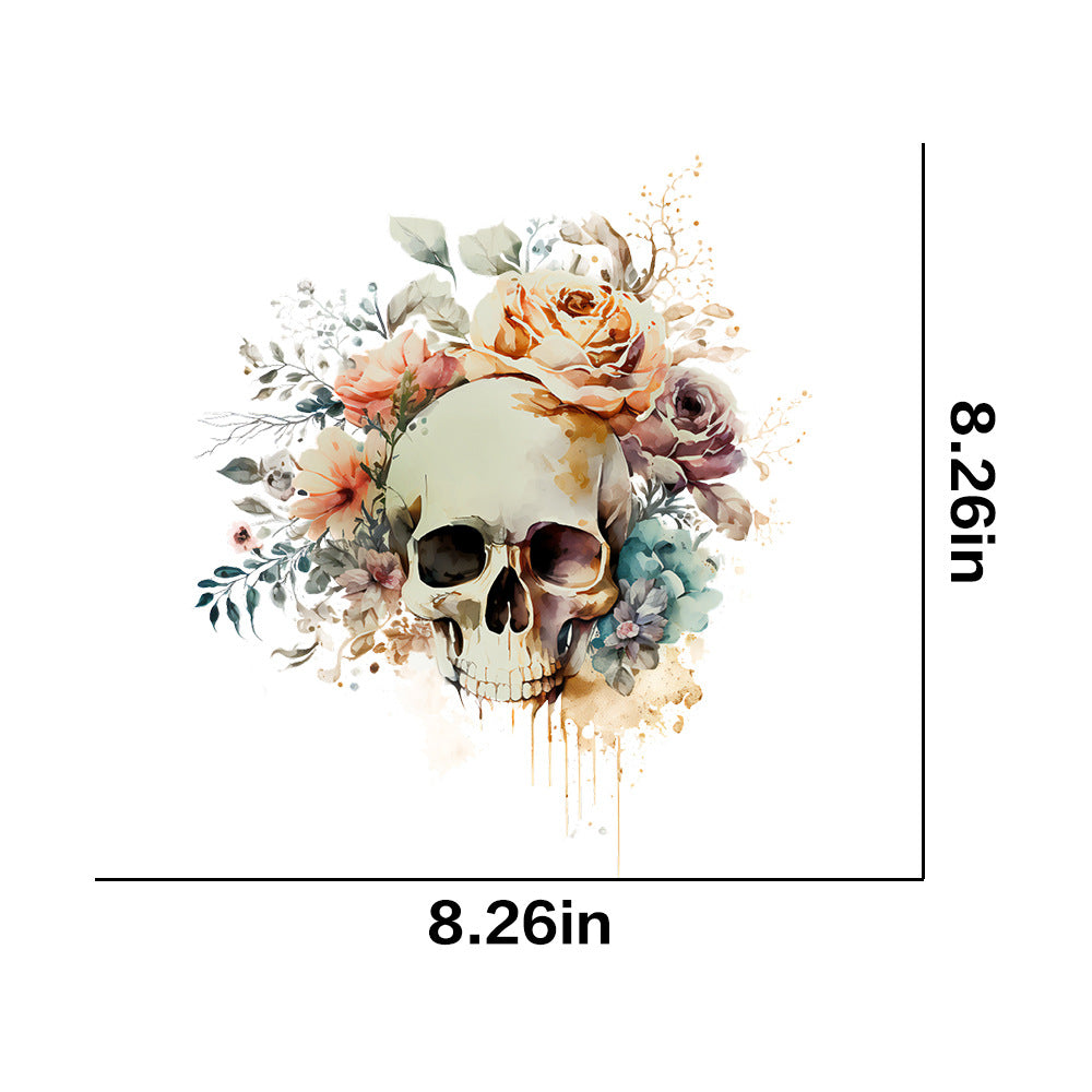 Wholesale 10pcs Colorful Flower Skull UV DTF Ready to Press Transfers Wraps