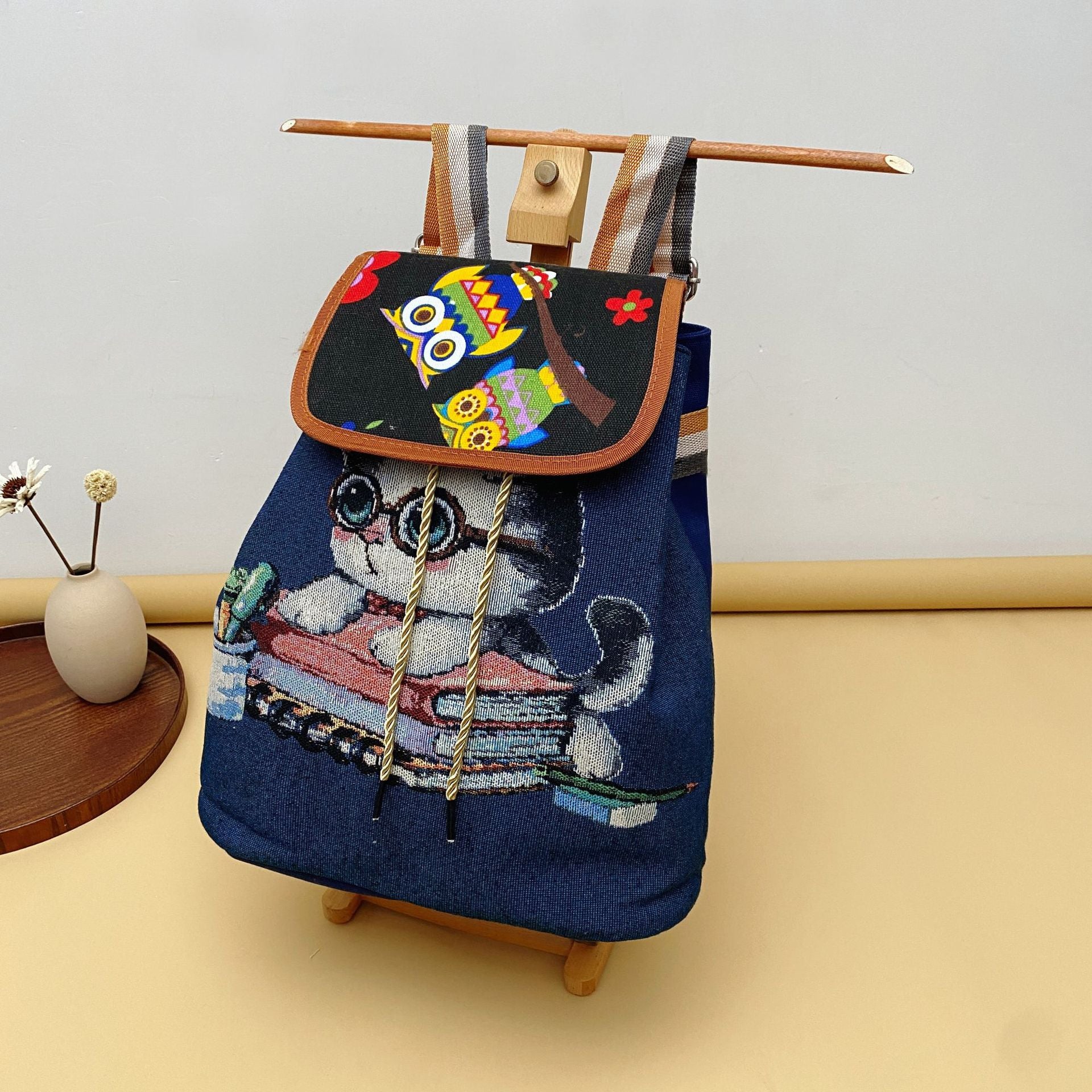 Wholesale Canvas Embroidery Knit Backpack