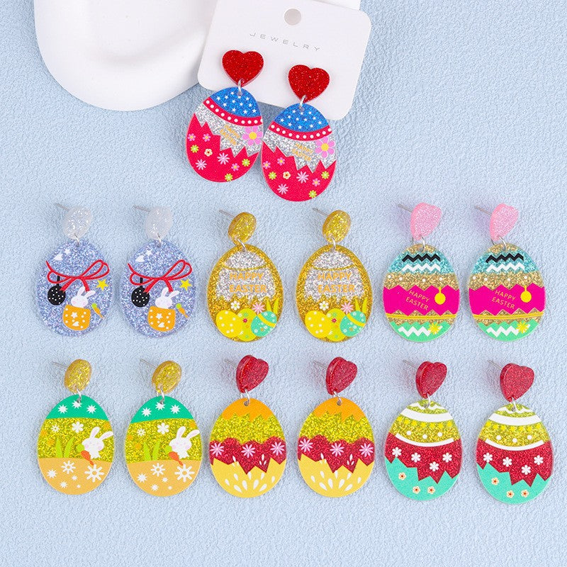 Wholesale Easter cartoon Easter egg rabbit acrylic earrings