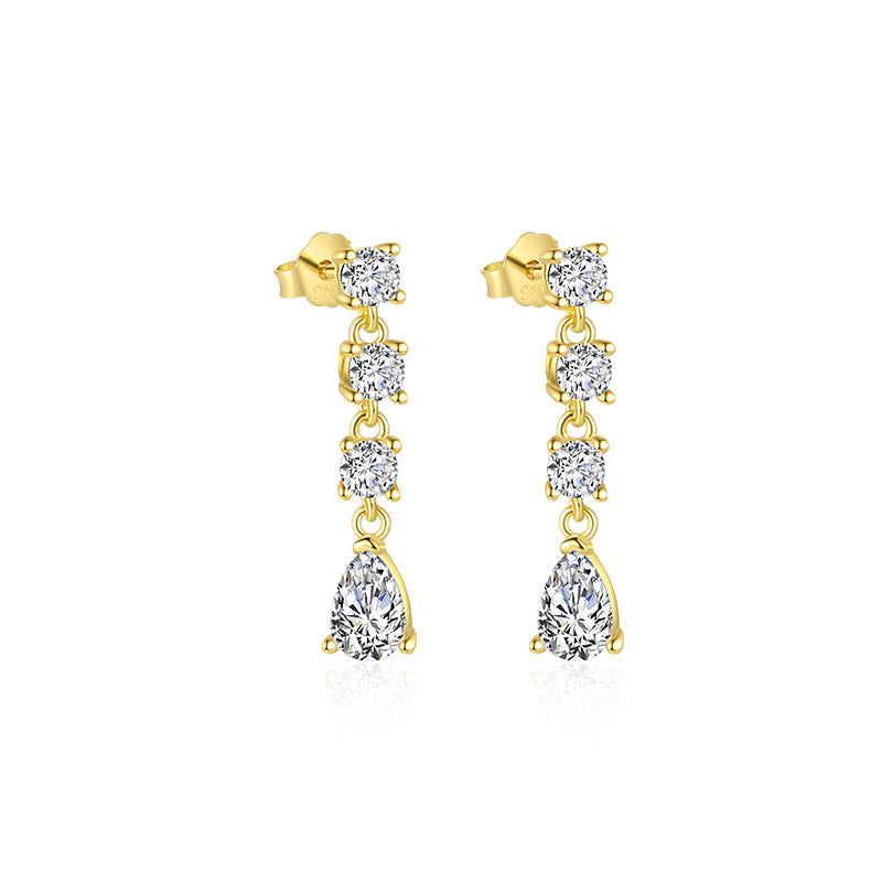 Wholesale Geometric Water Drop Zircon Earrings Ear Studs