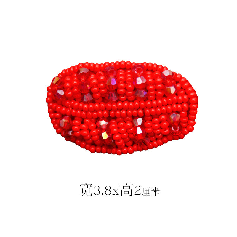 Wholesale DIY Handmade Beaded Cloth Paste Rice Beads Crystal Red Black Lips Hat Clothes Decoration