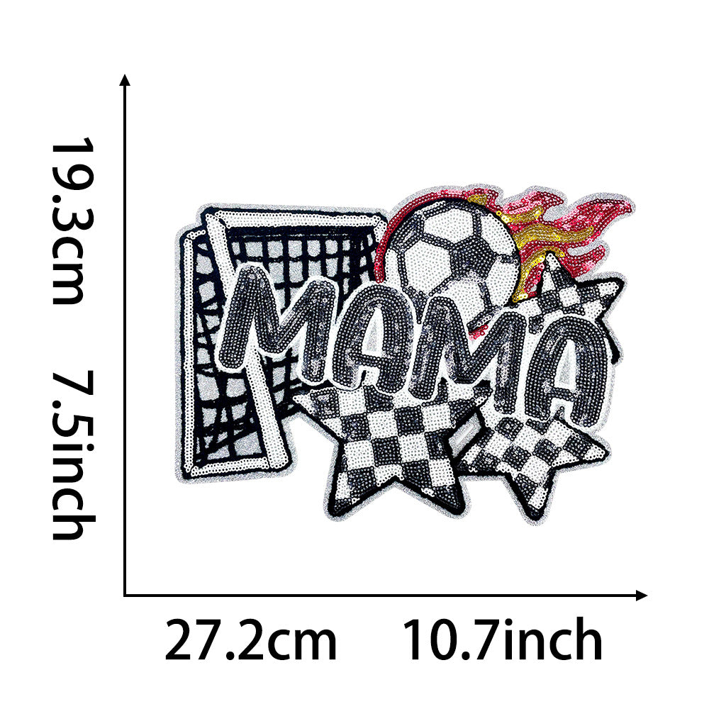 Wholesale Polyester Embroidered Football Patch With Sequins Iron On Applique For Coats Modern Boutique Accessory
