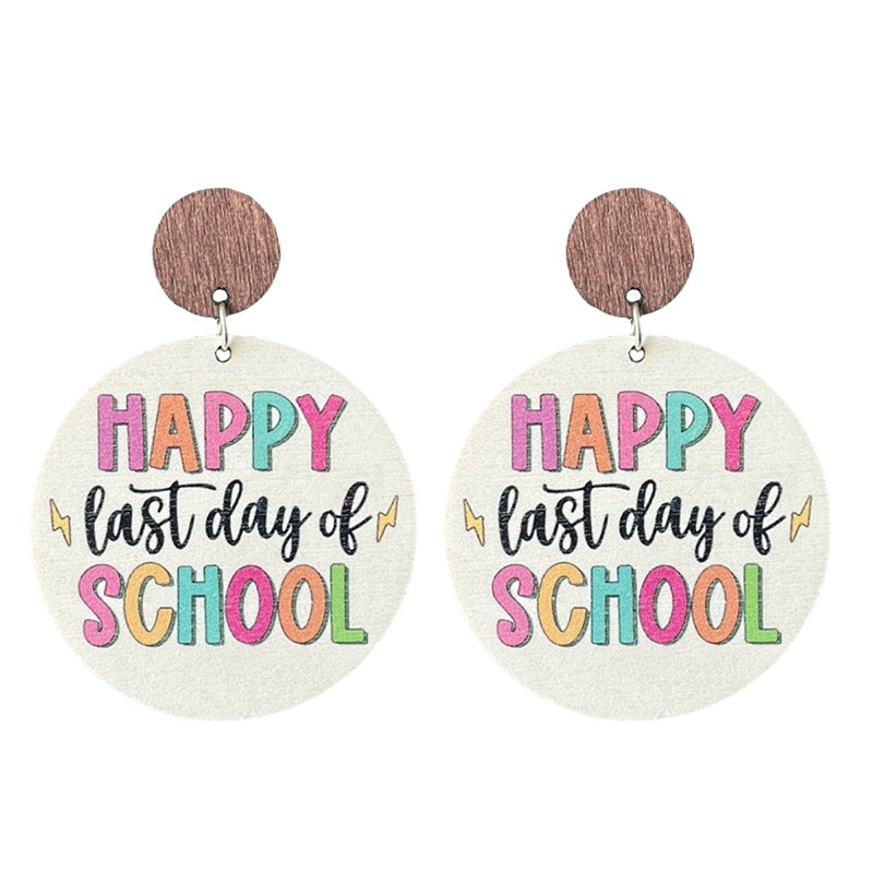 Wholesale Teacher Appreciation Week Graduation Season Textured Wood Earrings