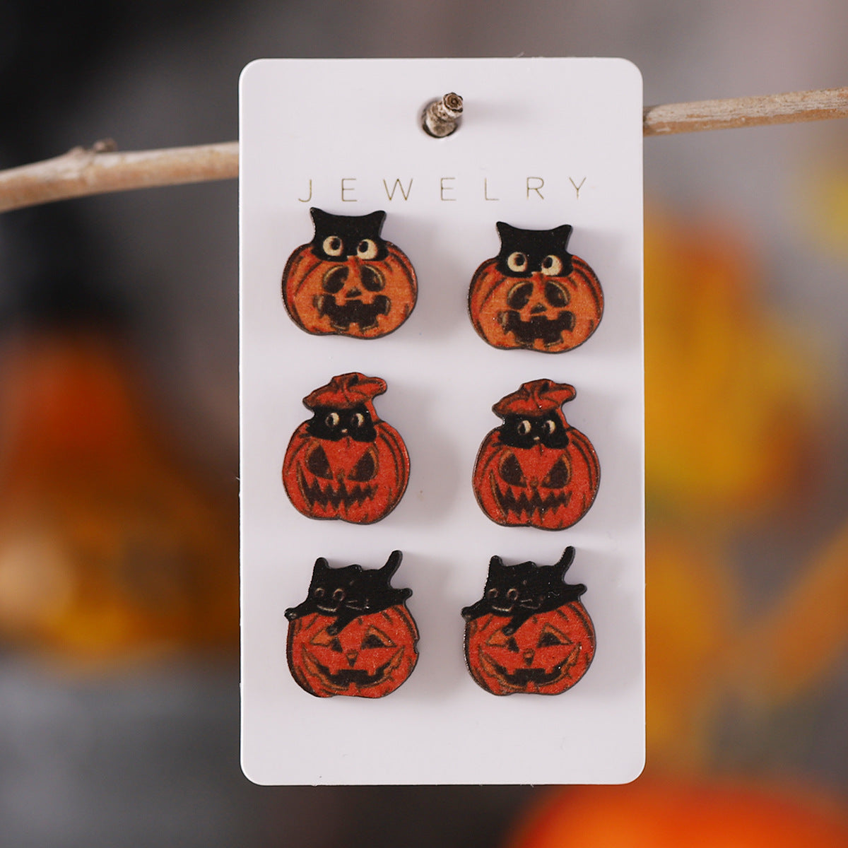 Wholesale  Pumpkin Earring Set Wooden Party Earrings