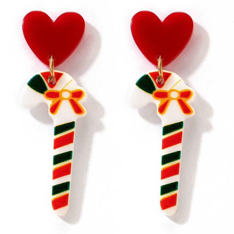 Wholesale Christmas Tree Diamond Studded Resin Christmas Star Earrings