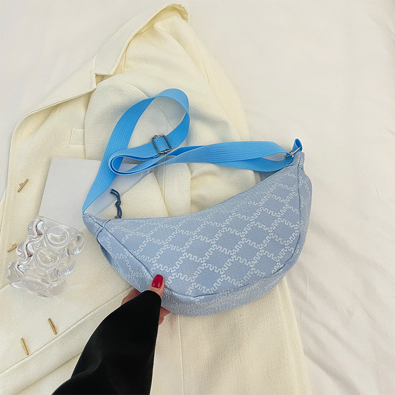 Wholesale Canvas Lingge Crossbody Bag Leisure Dumpling Bun