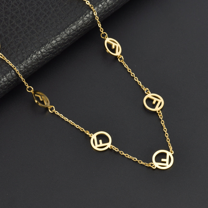 Wholesale Titanium Steel F Letter Necklace