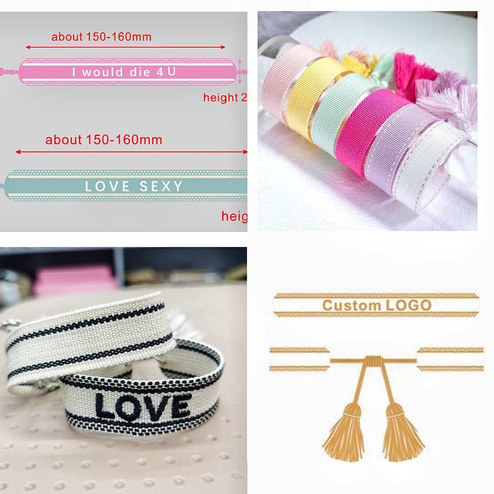 Wholesale Polyester Cord Weaving Mother's Day Bracelet Wrist Strap