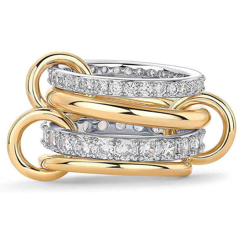 Wholesale Creative geometric irregular multi-layer diamond ring