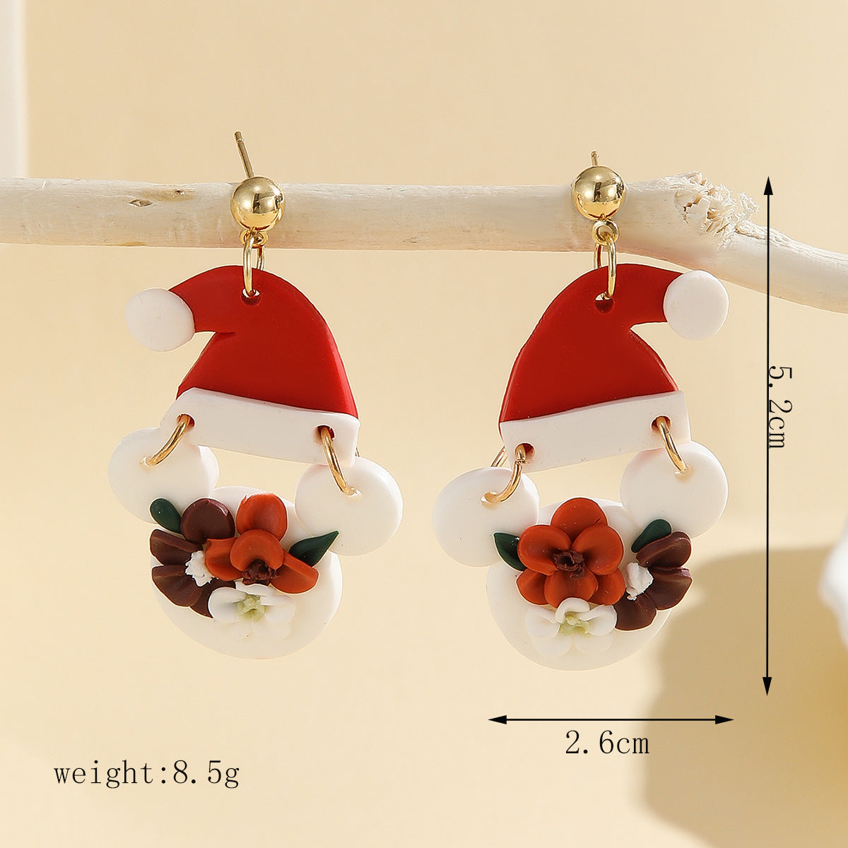 Wholesale Christmas handmade polymer clay red  soft clay earrings