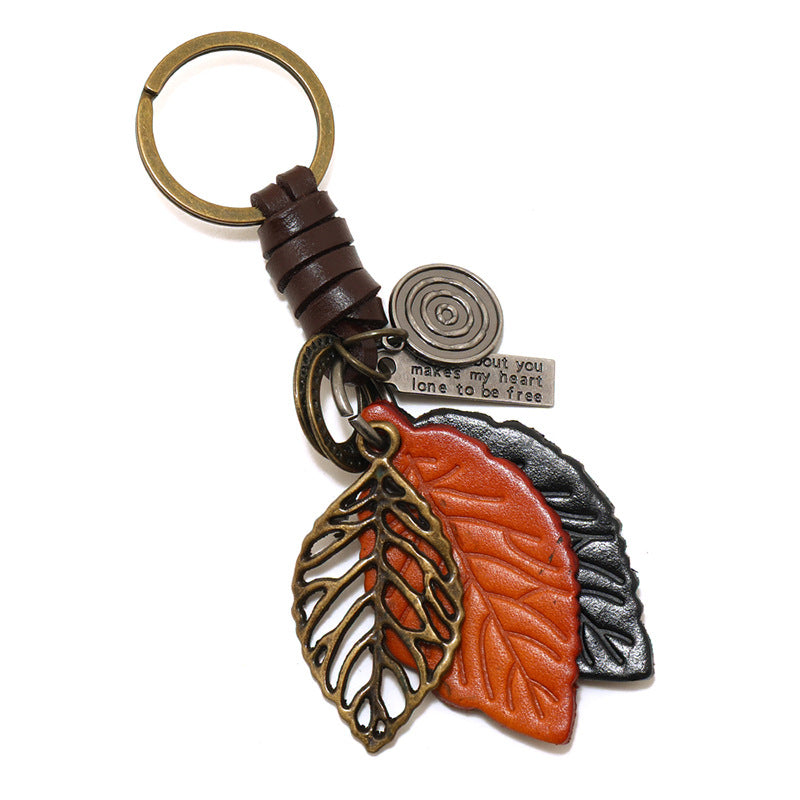 Wholesale Leaf Leather Keychain