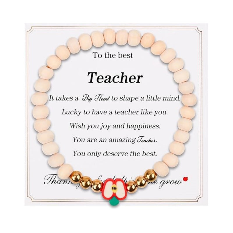 Wholesale Letter Teacher' s Day Soft Ceramic Apple Layered Bracelet Set