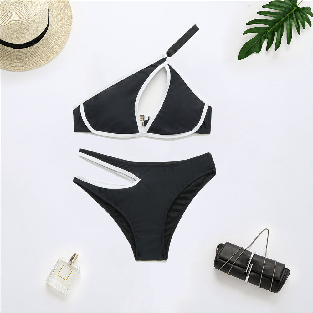 Wholesale Solid Color Two-piece Shoulder Strap Swimwear