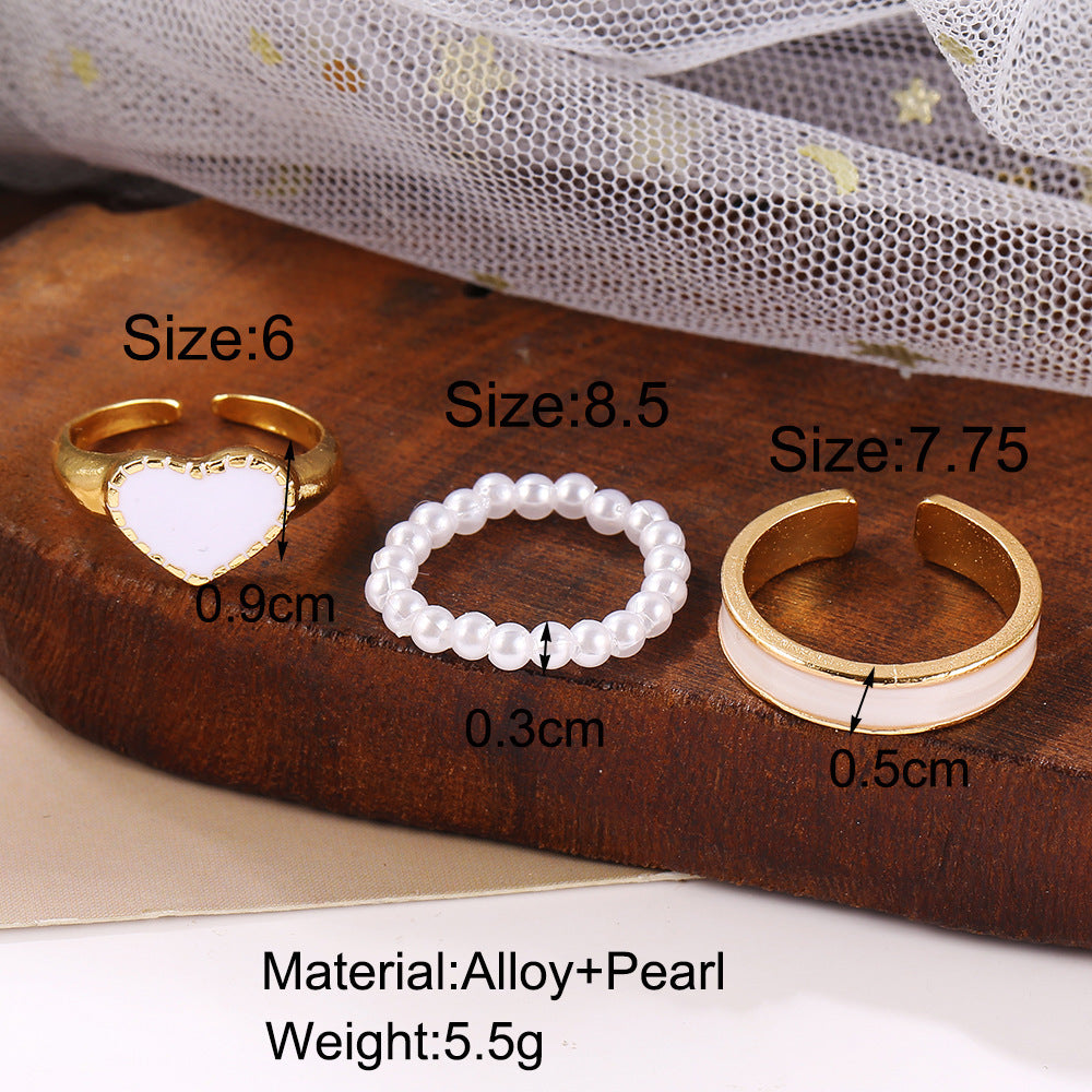 Wholesale Valentine's Day Heart-shaped Alloy Ring 3-piece Set