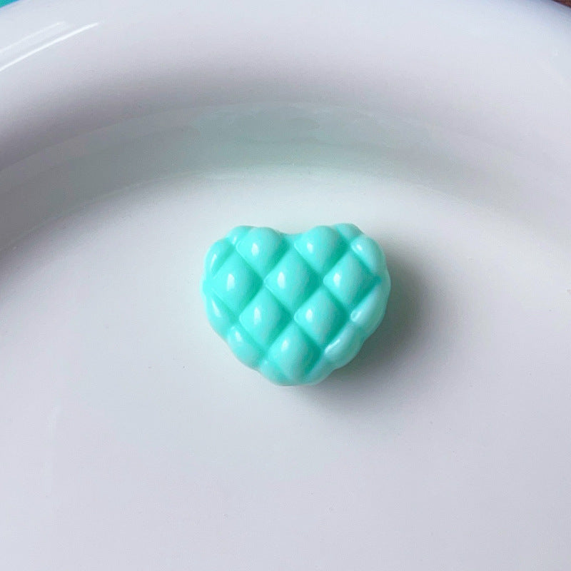 Wholesale 5pcs/pack  Checkered heart-shaped dopamine heart-shaped beads Acrylic Beads