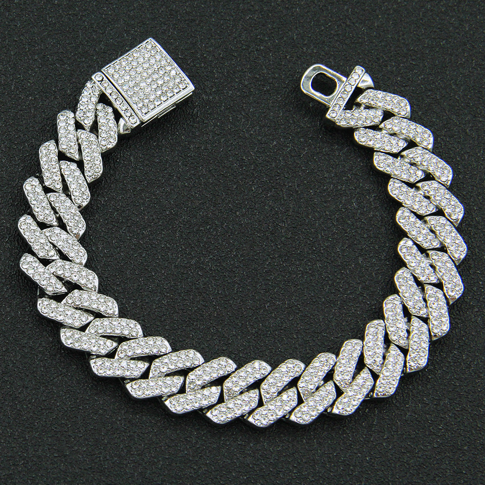 Wholesale Full Diamond Cuban Alloy Bracelet
