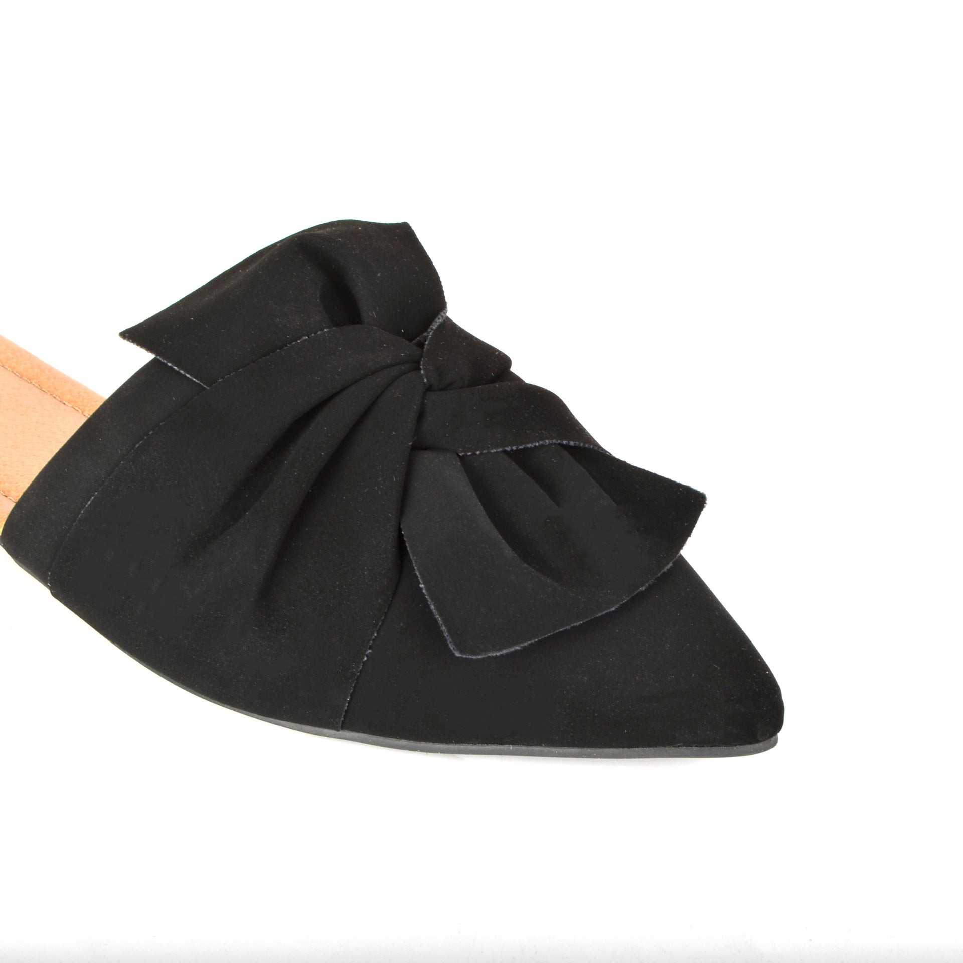 Wholesale Pointed Flat Sandals Ins Lazy Half-tow Bull Black Muller tow