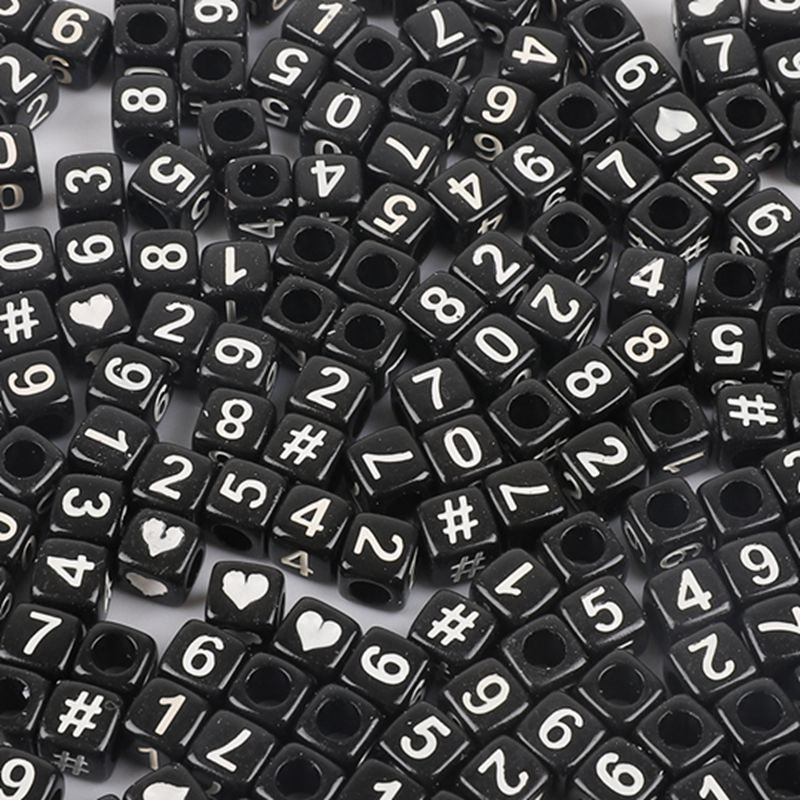 Wholesale 100pcs Acrylic Square Number English Alphabet Beads