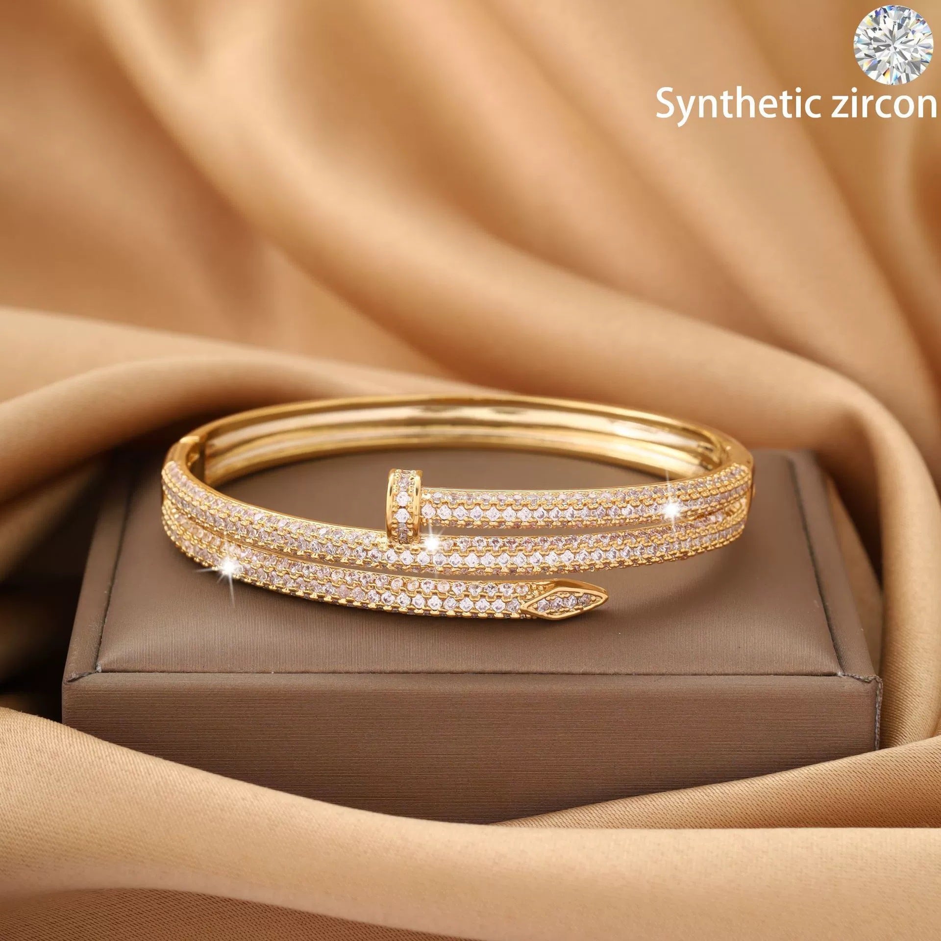 Wholesale Nail copper micro inlaid zircon open bracelet