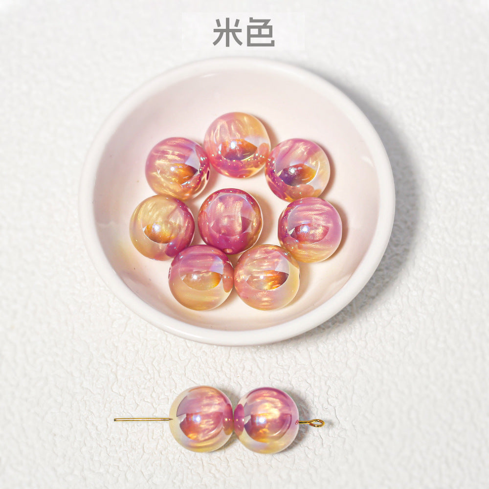 Wholesale 30pcs/1pack Thousand Colored Clouds Straight Hole Round Beads Handmade DIY Loose Beads