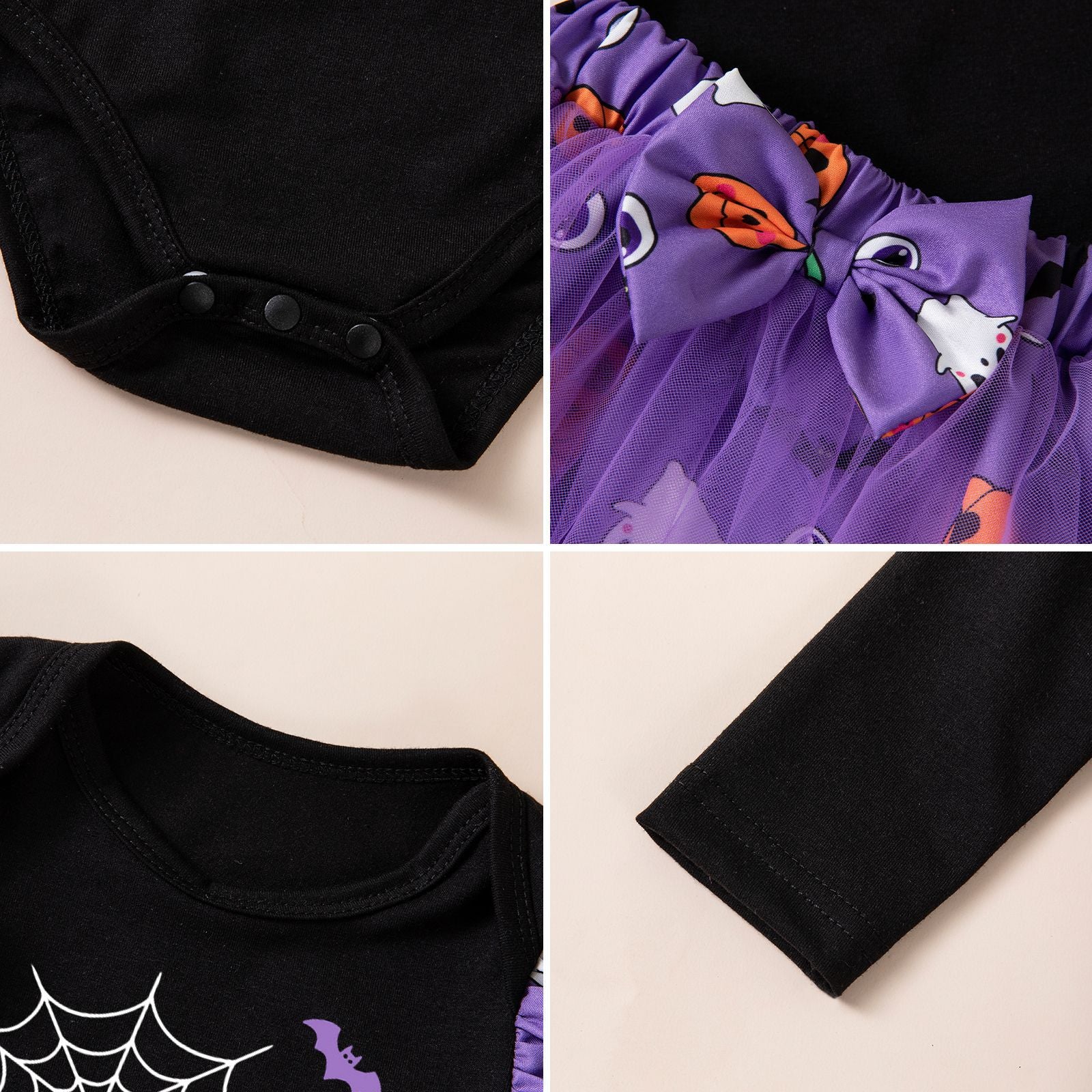 Wholesale Cute  Baby Girl Outfit Set Long Sleeve Ghost Pumpkin Skirt And Socks