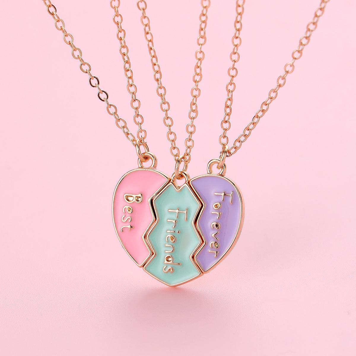 Wholesale love necklace good friend three-person necklace set
