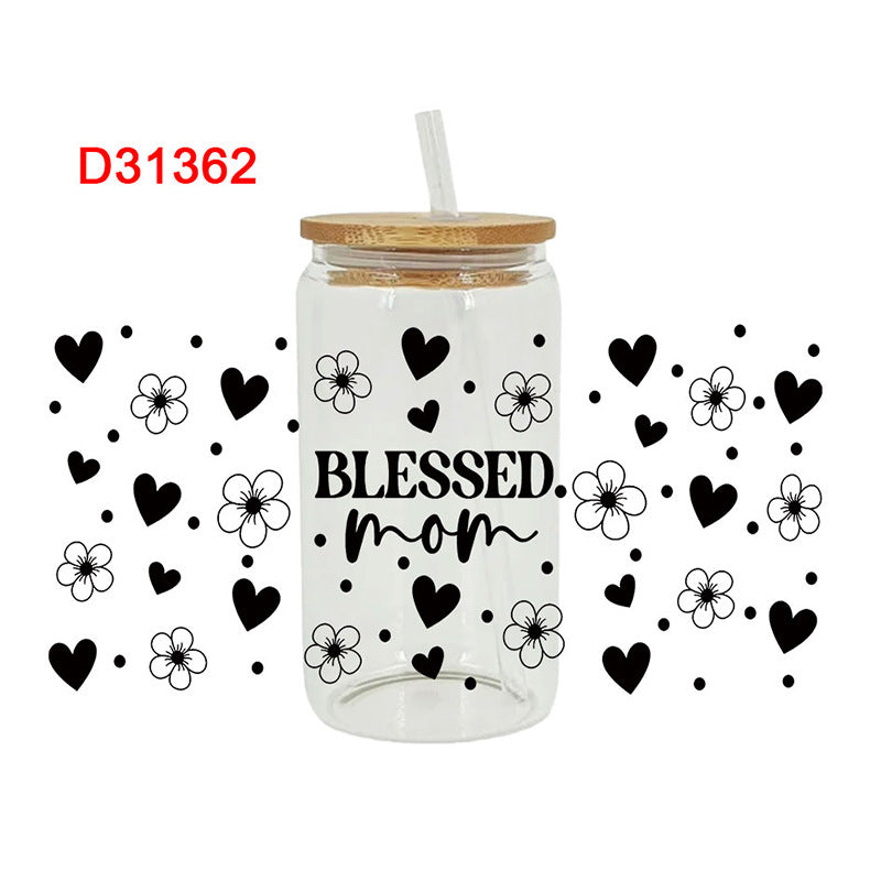 Wholesale Flower Mother's Day 16oz Cup UV DTF Wraps