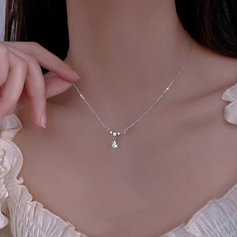Wholesale s999 sterling silver water drop clavicle necklace