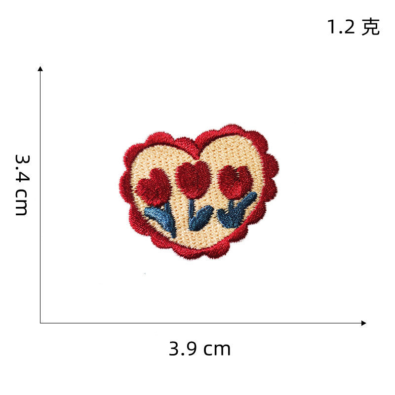 Wholesale Cartoon Heart Fabric Embroidery Patch