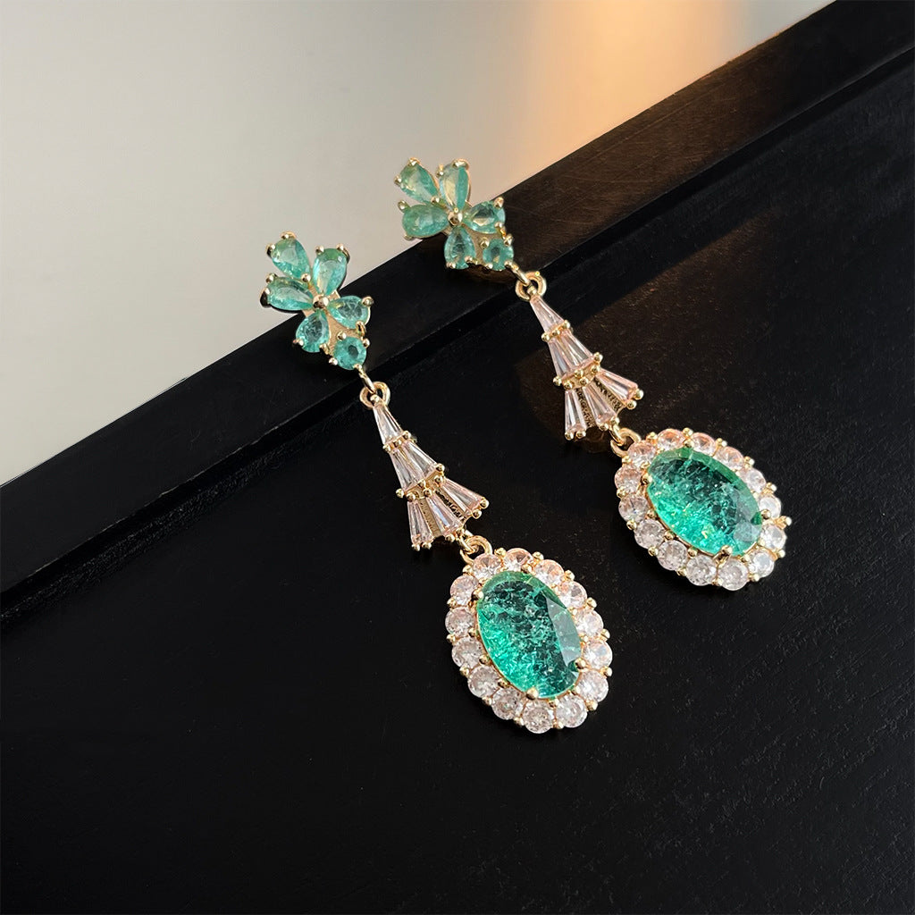 Wholesale Vintage emerald diverse shaped zircon earrings